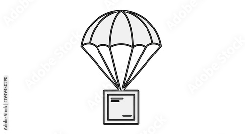 Parachute with attached square package.