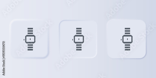 Grey Wrist watch icon isolated on grey background. Wristwatch icon. Set icons in square buttons. Vector