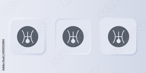 Grey Ancient astrological symbol of Uranus icon isolated on grey background. Astrology planet. Zodiac and astrology sign. Set icons in square buttons. Vector