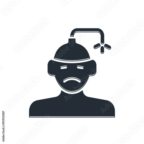 Black Concussion, headache, dizziness, migraine icon isolated on white background. Vector