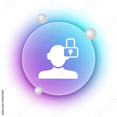 White Closed personality icon isolated on white background. Introvert psychology. Blue and purple gradient circle background. Vector