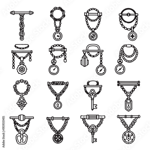 Collection of Vector Necklace Pendants with Chains and Charms