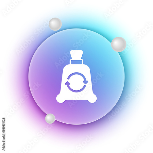 White Garbage bag with recycle symbol icon isolated on white background. Trash can icon. Recycle basket sign. Blue and purple gradient circle background. Vector