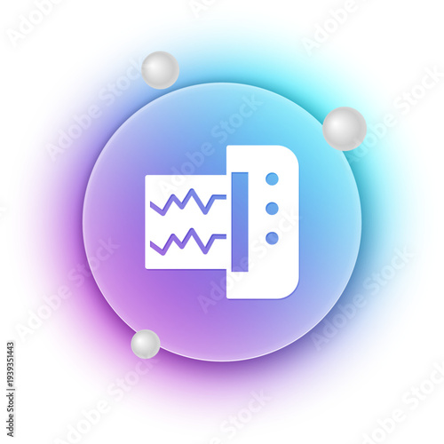 White Seismograph icon isolated on white background. Earthquake analog seismograph. Blue and purple gradient circle background. Vector