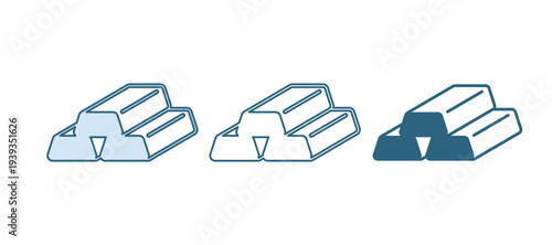 Blue Gold bars icon isolated on white background. Banking business concept. Vector