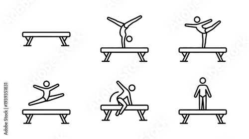 collection of balance beam, minimal thin icon vector set , white background , PNG and SVG isolate