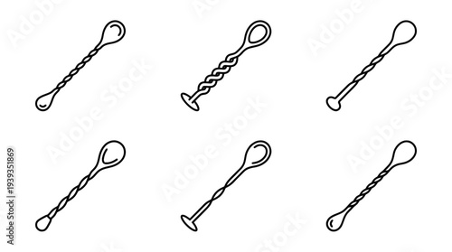 collection of bar spoon, minimal thin icon vector set , white background , PNG and SVG isolate