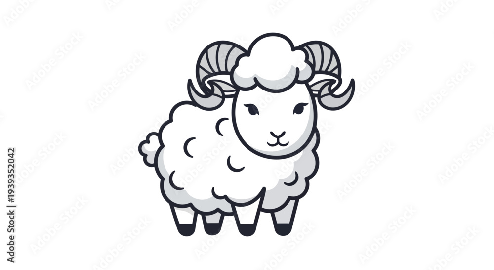 Fototapeta premium Sheep Vector Illustration, Cartoon Style Graphic for Farm and Animal Themes