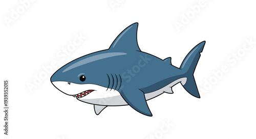 Shark Vector Illustration, Cartoon Style Graphic for Marine Life, Ocean Design