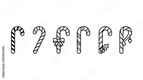 collection of candy cane, minimal thin icon vector set , white background , PNG and SVG isolate