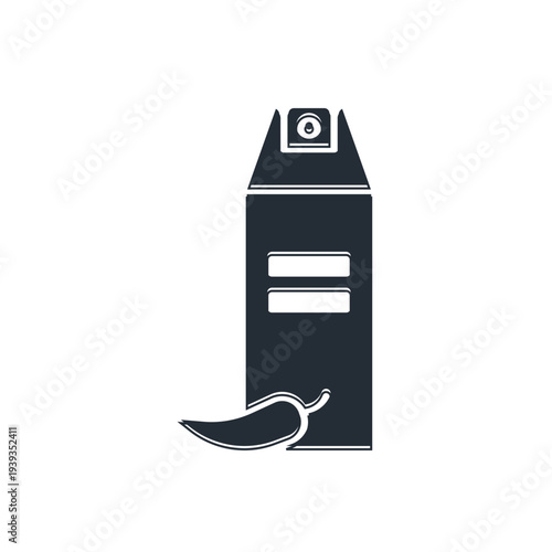 Black Pepper spray icon isolated on white background. OC gas. Capsicum self defense aerosol. Vector