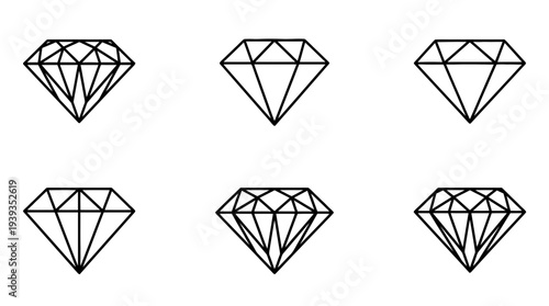 collection of clarity diamond, minimal thin icon vector set , white background , PNG and SVG isolate