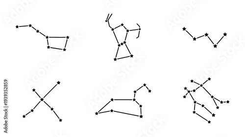 collection of constellation, minimal thin icon vector set , white background , PNG and SVG isolate