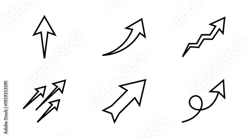 collection of determination arrow, minimal thin icon vector set , white background , PNG and SVG isolate