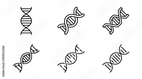collection of dna helix, minimal thin icon vector set , white background , PNG and SVG isolate