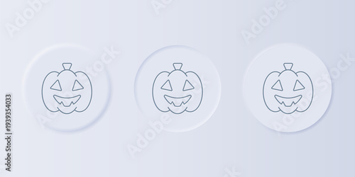 Grey Pumpkin icon isolated on grey background. Happy Halloween party. Set icons in square buttons. Vector