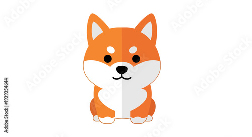 Shiba Inu Dog Vector Illustration, Cute Cartoon Style Graphic for Design, Pet Icon