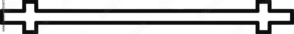 Fototapeta premium A simple line with cross marks at both ends on a white background.