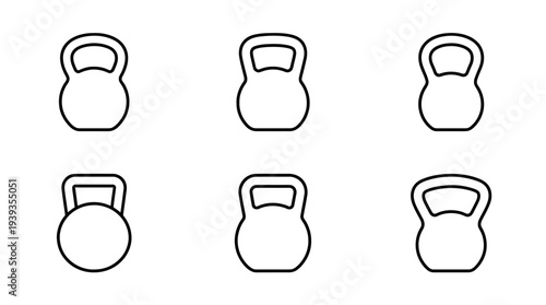 collection of kettlebell, minimal thin icon vector set , white background , PNG and SVG isolate