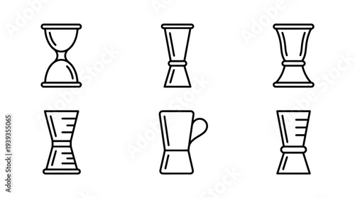 collection of jigger, minimal thin icon vector set , white background , PNG and SVG isolate