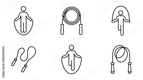 collection of jump rope, minimal thin icon vector set , white background , PNG and SVG isolate
