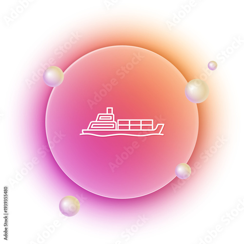White Oil tanker ship icon isolated on white background. Orange and pink gradient circle background. Vector
