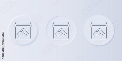Grey Evidence bag with pistol or gun icon isolated on grey background. Set icons in square buttons. Vector