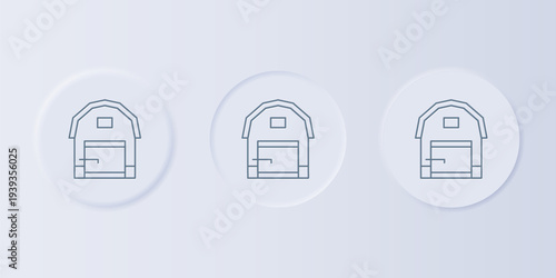 Grey Farm house icon isolated on grey background. Set icons in square buttons. Vector