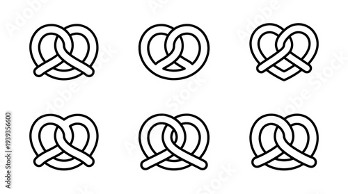 collection of pretzel, minimal thin icon vector set , white background , PNG and SVG isolate