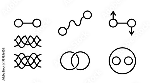 collection of quantum entanglement, minimal thin icon vector set , white background , PNG and SVG isolate