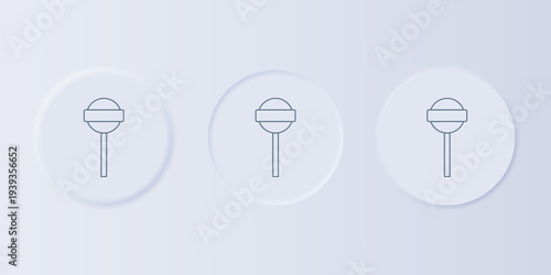 Grey Lollipop icon isolated on grey background. Food, delicious symbol. Set icons in square buttons. Vector