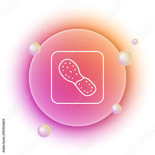 White Human footprints shoes icon isolated on white background. Shoes sole. Orange and pink gradient circle background. Vector