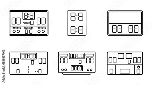 collection of scoreboard, minimal thin icon vector set , white background , PNG and SVG isolate