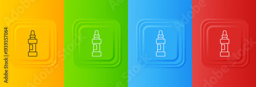 White Marker pen icon isolated on colorful background. Set icons in square buttons. Vector