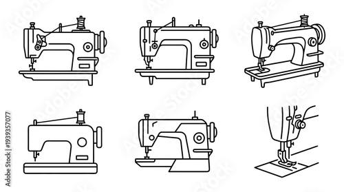 collection of sewing machine industrial, minimal thin icon vector set , white background , PNG and SVG isolate