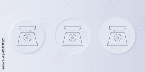Grey Scales icon isolated on grey background. Weight measure equipment. Set icons in square buttons. Vector