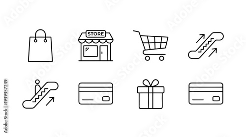 collection of shopping mall, minimal thin icon vector set , white background , PNG and SVG isolate