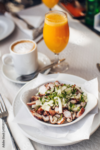 Typical Portuguese octopus salad.