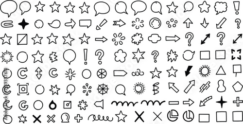 A collection of various symbols shapes and punctuation marks in a grid layout