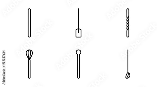 collection of stirrer stick, minimal thin icon vector set , white background , PNG and SVG isolate