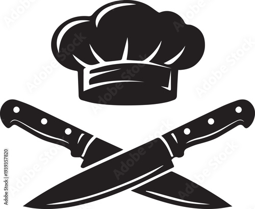 Chef hat and crossed knives vector illustration