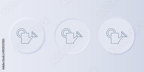 Grey Watering can icon isolated on grey background. Irrigation symbol. Set icons in square buttons. Vector