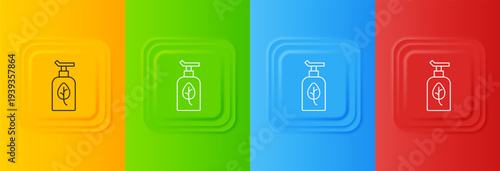 White Organic cosmetic icon isolated on colorful background. Body care products. Set icons in square buttons. Vector