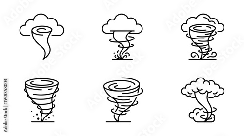 collection of tornado, minimal thin icon vector set , white background , PNG and SVG isolate