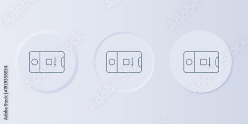 Grey Mobile phone with record frame camera icon isolated on grey background. Mobile app application. Photo and video shooting. Set icons in square buttons. Vector