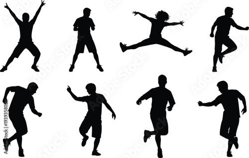 Dance silhouette vector illustration, dynamic human motion rhythm energy exercise performance decorative isolated design for stock discoverability