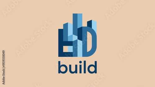 This dynamic logo combines multiple geometric shapes to form a unique building representation, showcasing innovation, architecture, and structured design in a modern way.