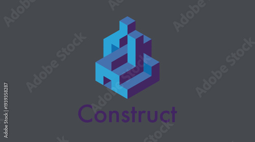 A vibrant 3D logo composed of geometric shapes symbolizing creativity, construction, and innovation, perfect for branding in the architectural and design industries.
