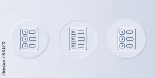 Grey Music playlist icon isolated on grey background. Set icons in square buttons. Vector