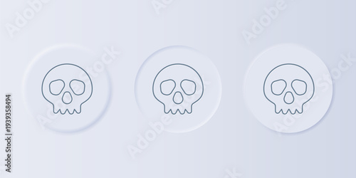 Grey Skull icon isolated on grey background. Happy Halloween party. Set icons in square buttons. Vector